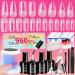 Gel Extension Nail Kit  960 PCS Full Cover Gel Nail Tips  Nail Tips and Glue Gel Kit  Nail Tips for Acrylic Nails Professional  Coffin/Stiletto/Square/almond Fake Nail Tips  Full Cover with UV Light 960 Piece Set 4 shape...