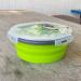 Cyanzi 1200ml Collapsible Camping Bowl with Lid, Stainless Steel Fork, and Spoon - Green | Silicone Food Storage Container for Picnic, Travel, Camping, RV, Fridge - Microwave Safe - Buy Online on GoSupps.com