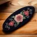 Rose Flower Pattern Embroidered Oval-Shaped French Hair Barrette Clips Poppy Flower Design Fashion Embroidered Cute Hair Clips Colorful Embroidered Hair Barrettes for Girls and Women (Black 1) - Buy Online on GoSupps.com