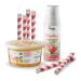 Inspire food bubble tea pearl set - 1x mango popping boba fruit beads 450g 1x strawberry fruit syrup 300ml 6x straws | 100% vegetarian and gluten -free without artificial dye mango strawberry
