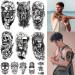 BUXIUGAN Temporary Tattoos 50 Sheets fake tattoos for Men Women Adults 10 Large 3D Realistic Half Sleeve Temporary Tattoos 40 Tiny Prisoner Tattoos With Skull Skeleton Animals Faux Tattoos Stickers (A) - Buy Online on GoSupps.com