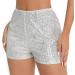 Shop Duohropke Women s Metallic Hot Pants | High Waist Sequins Glitter Shorts for Dance Disco & Carnival - XL White - Buy Online on GoSupps.com