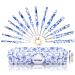 BCMRUN Crochet Hooks Set 14 Size Blue and White Porcelain Pattern Crochet Hooks with Case for Arthritis Hands 2.25mm(B)-10mm(N) Crochet Needles for Beginners Mothers Day Gift Crochet Lovers (Azure)