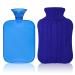 Attmu Rubber Hot Water Bottle with Cover Knitted, Transparent Hot Water Bag 2 Liter- Blue