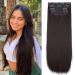 FnyPretty Straight Hair Extensions Long Dark Brown Hair Extensions Clip in Hair Extensions for Women Fluffy and no Tangled 22 Inch Dark brown