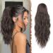 FESHFEN Ponytail Extensions Drawstring Ponytails Hair Extension Medium Brown Long Curly Wavy Hair Piece Synthetic Brown Pony Tail Hairpieces for Women 18 inch 18 Inch Medium Brown