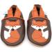 Dotty Fish Soft Leather Baby Shoes for Boys | Non Slip Toddler Shoes | Animal Designs | 0-6 Months to 4-5 Years | Brown and Orange Fox - Buy Online on GoSupps.com