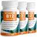 Vitamin B12 high -dosed - 3x365 tablets - 500 g Vit B12 + folic acid 200 g per day - methylcobalamine adenosylcobalamine & hydroxocobalamine B12 + bioactive quatrefolic folic acid - 100% vegan 3x 365 tablets