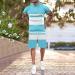 BEUU Men's Summer Casual Sports Set | Short Sleeve Polo Shirt & Shorts | Sky Blue XL - Buy Online on GoSupps.com