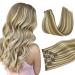 Doores seamless clip in extensions real hair light brown highlighted mid-blonde 55cm 22 inch 7 pieces 110g remy human clips in hair extension PU clip in extensions natural extensions seamless 55cm -.110g #p8/60 light brown highlighted medium blonde seamle