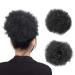 MEIRIYFA Afro Puff Drawstring Ponytail Short Curly Hair Extensions Synthetic Chignon Hair Bun with Clips (T01#) Black