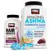 Force Factor Hair Growth Accelerator Capsules 90 Capsules + Amazing Ashwa Complete Calm Support with KSM-66 Ashwagandha Blueberry Pomegranate 60 Soft Chews