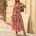 Summer New Thin Shoulder Strap Gathered Frilly Floral Print Dress Long Sleeve Dresses for plus Size Bridesmaids Red Small - Buy Online on GoSupps.com