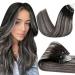 Hetto microring extensions real hair balayage microring hair extension smooth microring extensions real hair black with silver #1b/silver/1b 45cm 50g 45cm 3-3 mr #1b/silver/1b