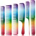 6 Pieces Rainbow Hair Comb Hair Cutting Comb Salon Hair Comb Rainbow Rat Tail Comb Portable Hair Cutting Comb Teasing Comb for Various Hair Types for Christmas Present