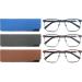 MODFANS 3 Pack Men's Reading Glasses - Blue Light Filter Metal Frame Rectangle Style Stainless Steel - Grey Brown Blue +3.00 - Buy Online on GoSupps.com