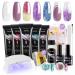 Janolia nail extension kit for nails UV nail gel gel gelail starter set with nail lamp base coat top coat for nail design color polygel nail extension nail set set perfect for nail art starter amethyst color theme topic