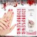 Kalolary 20PCS Halloween Cured Gel Nail Polish Strips Halloween Nail Wraps Stickers Bloody Handprint Decal Horror Nail Stickers with Nail File and Stick UV/LED Lamp Required