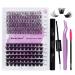 DIY eyelash extensions kit cluster eyelashes DIY eyelash extension eyelashes extensions lash bond and sea lashes tweezers individual eyelashes with glue kit (12-16) mm kit-C4+zw-d curl