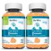 HERBION Naturals Taurine Gummies with Ginseng & L-Theanine B-Complex (B3 B6 B12) & Vitamin C Focus & Mental Clarity Support Peach-Flavoured Pectin Gummies 120 Count (Pack of 2)