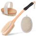 KIPRITII 3 Pack Value Set Includes Dry Brush for Exfoliating, Ergonomically Double-Sided Back Scrubber for Shower & Natural Loofah Pad, Back Shower Brush for Cellulite & Lymphatic