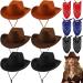 12 Pcs Adult Cowboy Hat for Women and Men Western Cowgirl Hats with Adjustable Drawstring and Cowboy Party Paisley Bandana Dark Brown, Light Brown, Black