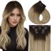 Vivien clip in Extensions real hair Remy extensions clip in real hair blond clip in real hair extensions balayage dark brown ombre mixed platinum blond #4/140 40cm 7PCs/120g 16 inch-1220g clip 1-1 CP #4/14/60