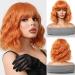 OUFEI Long Orange Wig With Bangs Natural Wavy Wigs for Women Natural Synthetic Hair Heat Resistant Wigs for Daily Party Cosplay Wear Orange(1163-2)