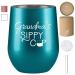 Fancyfams Grandma's Sippy Cup Tumbler 12 oz Stainless Steel Vacuum Insulated Wine Tumbler with Lid and Straw  New Grandma Gifts  Funny Birthday Gift (Turquoise-Grandma's)