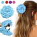 Large Hair Clips Rose Flower Clips Multicolored Flowers Hair Clips for Women and Girls Purple Blue Pink Red (Blue Approx. 12 cm) Blue-12 cm