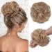 FESHFEN Messy Bun Hair Piece Hair Scrunchies Thick Curly Wavy Hair Piece Synthetic Donut Updo Hairpieces for Women Girls Warm Blonde 55 g (Pack of 1) 55 g (Pack of 1) 18/60# Warm Blonde