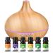 500ml aroma diffuser for essential oils contains 6 essential oils 23dB of noiseless fragrance oil diffuse with 7 colored bpa-free 4 timers automatic shutdown (yellow wood grain)