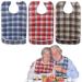 Sumotia 3 pieces of bibs for adults with crumbs waterproof and reusable clothing protection (conspicuous check pattern)