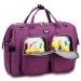 Pomelo Best diaper bag with waterproof diaper pad and 2 strollers hook adjustable shoulder strap multifunctional shoulder bag travel bag for on the way dark purple