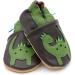 Dotty Fish Soft Leather Baby Shoes for Boys | Non-Slip Toddler Shoes | Green Dinosaur Design | 4-5 Years - Buy Online on GoSupps.com