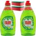 Fairy Washing Up Liquid - Powerful Dishwasher Cleaner Grease Cutting Formula Gentle on Skin - Concentrated Dishwasher Liquid Detergent Apple & Rhubarb 2x 320 ml with 2 Oerich Scourers
