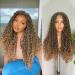 SOKU Lace Front Faux Locs Braided Wig 28  Swiss Lace Ombre Brown Mixed Bohemian Curly Hair Hand-braided Synthetic Crochet Braids with Baby Hair Lightweight Bouncy Dreadlocs for Women Gift Halloween 1-MT4/27 (Ombre Light...