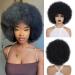 RuiYok 8 Inch Natural Black Afro Wig Afro Wigs for Black Women Afro Wigs 70S Premium Synthetic Afro Puff Wigs Bouncy and Soft Natural Looking Hair Wigs for Costume Cosplay Party (1B) 8 Inch 1B