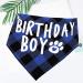 Dog Birthday Bandana - Plaid Cotton Triangle Scarf for Small Medium Dogs & Cats | Washable Birthday Party Supplies (Blue) - Buy Online on GoSupps.com