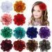 Dizila 12 Pack Satin Solid Large Big Flower Hair Clips Duckbill Alligator Hair Clips Hairpins Barrettes Accessories for Women Girls Teens Kids