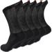 Aaronano Diabetic Socks for Men Hospital Socks Women Bamboo Loose Fit Non-Binding Crew Socks 5 Pairs Large Black