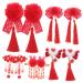 minkissy 5 Pairs Antique Red Hairpin Hanfu Hair Accessories Infant Hair Clips Hair Barrettes for Girls New Year Furry Balls Barrettes Bows Tassels Hair Clips Barrettes Furry Balls Hair Clip