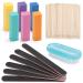 100 Pcs Orange Sticks for Nails  6 Pcs 100/180 Grit Nail Files  6 Pcs Buffer Block and Fingernail Brush  Double Sided Wooden Cuticle Stick  Professional Manicure Tools Kit for Salon Nail Art