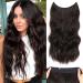 Invisible Wire Hair Extensions with Adjustable Transparent Wire 20 Inch Synthetic Halos Hair Extension with 5 Adjustable Sizes Secret Wire Hair Extensions Clip In Real Hair (Color: Auburn Brown)