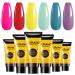 BURANO Poly Extension Gel Nail Kit 6 Colors Nail Poly Nails Builder Gel Set for Beginner & Professional Using Poly Nail Gel Kits DIY Starter Kit Nail Art Gift (03 Neon color)