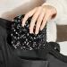 Stylish Menstruation Pad Bag with Zipper - Women's Napkin & Tampon Collection Bag (Black & White Abstract Music) | Eco-Friendly & Functional - Buy Online on GoSupps.com