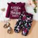 Puseky Toddler Baby Girls Cute Letter Print Long Sleeve Shirt Floral Pant Tracksuit Outfit Set - 2-3 Years (Wine Red) - Buy Online on GoSupps.com