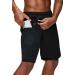 Pinkbomb Men's 2 in 1 Running Shorts Gym Workout Quick Dry Mens Shorts with Phone Pocket Black Large