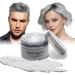 Temporary Silver Gray Hair Spray Color Wax 4.23 oz  Instant Natural Hairstyle Cream Dye  Disposable Coloring Mud for Men Women Youth  Grey Styling Pomades  Party Cosplay DIY Halloween
