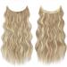 Invisible Wire Hair Extensions - Adjustable Size with Clips - Long Wavy Synthetic Hairpiece - 16 Inch Dark Ash Blonde Mixed Bleach Blonde - Buy Online on GoSupps.com
